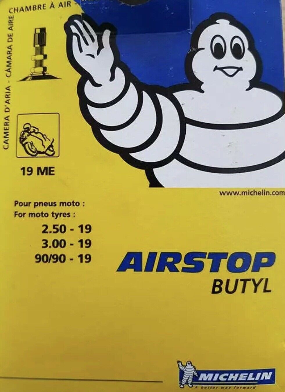 Camera D&rsquo;aria Michelin Per Moto &ndash; 19 ME Valve TR4 (2.50-19, 3.00-19, 90/90-19)