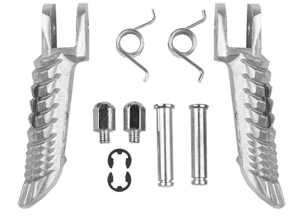 Set poggiapiedi conducente completo di attacchi compatibilità GSXR 600/750/1000 '01-14 COLORE ARGENTO