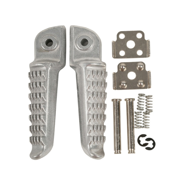 Set poggiapiedi passeggero completo di attacchi compatibilità zx-6r ninja '98-13, zx 636 '03-06, z 750 '04-12, z 1000 '03-13, z 1000sx '11-13, gtr 1400 / er6 '06-13, zx-10r '04-13  - Colore argento