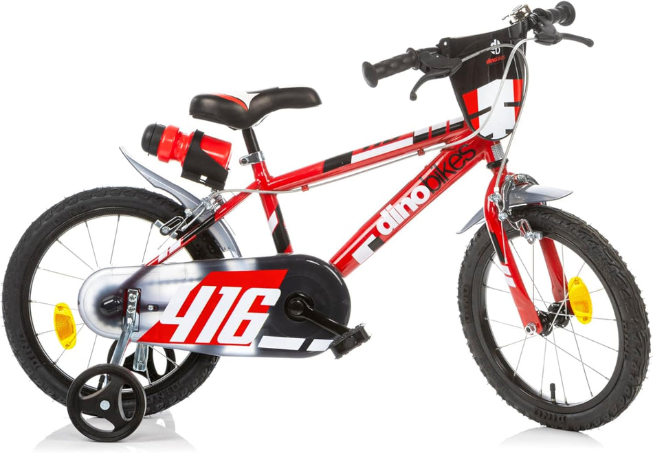 Bicicletta 16 '' bambino - nuova grafica Rosso Dino Bikes