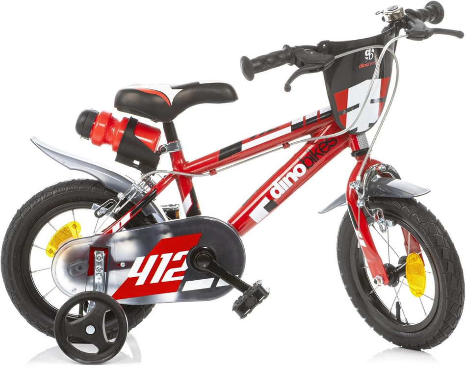 Bicicletta 12 '' bambino - nuova grafica Rosso Dino Bikes 412US-06