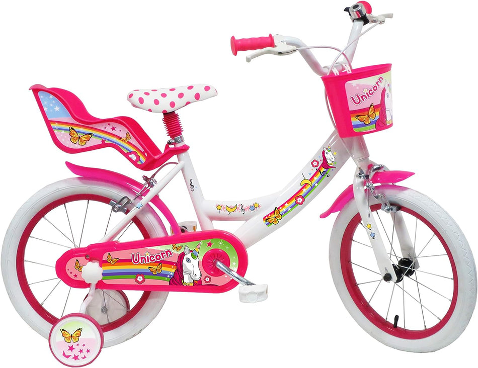 Unicorn, Bici Bambina, Bianco-Rosa, misura 16"