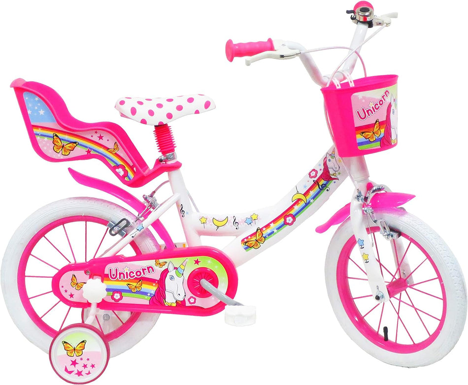 Unicorn, Bici Bambina, Bianco-Rosa, Misura 14"