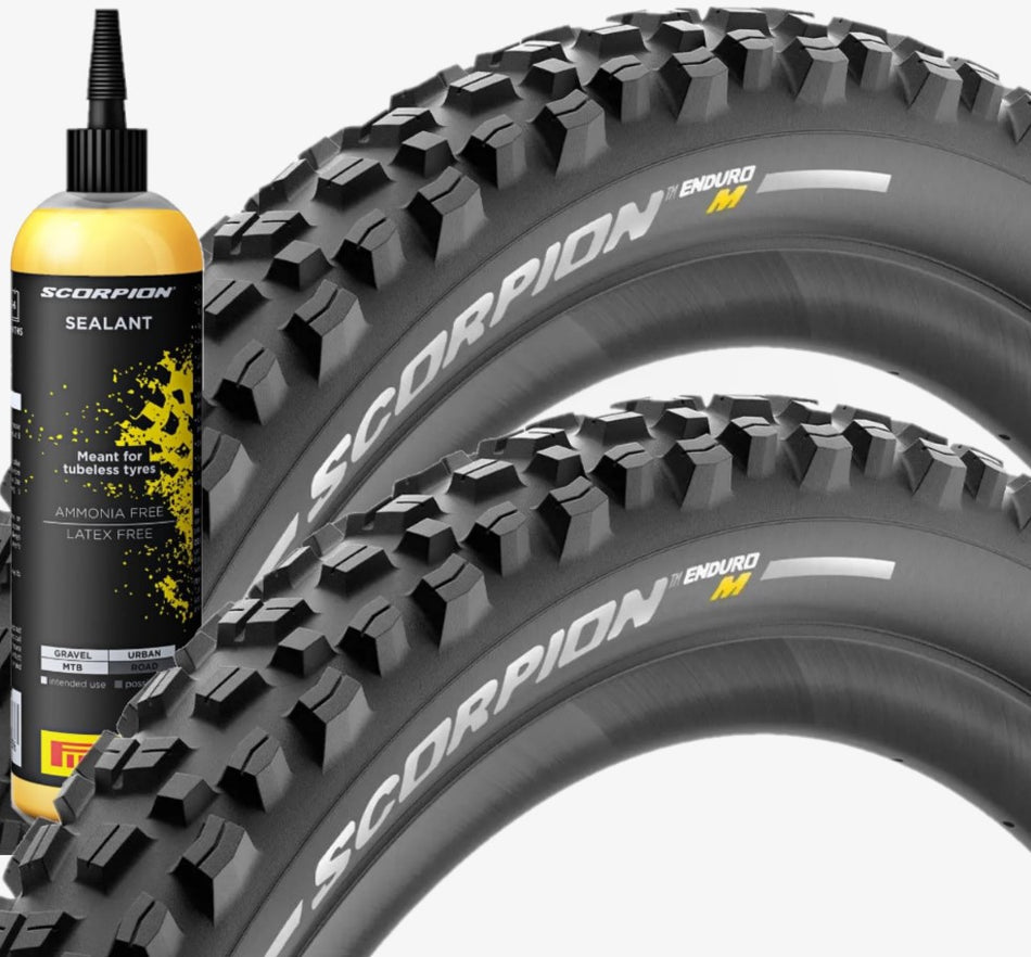 Kit Liquido Sigillante PIRELLI SmartSEAL 240 ml con Coppia ( 2 unità ) Copertone Bici Pirelli CYCLING 29 x 2.6 MTB - Scorpion Enduro M