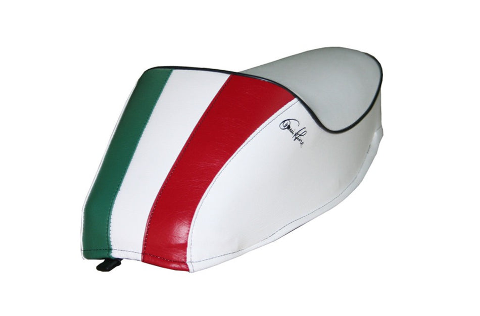 SELLA VESPA 50 CON GOBBA TRICOLORE BIANCA