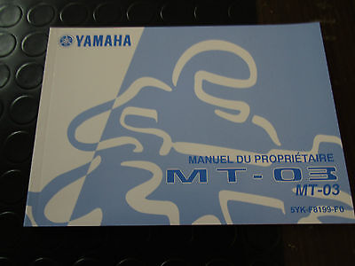 MANUALE D'USO E MANUTENZIONE ORIGINALE YAMAHA IN LINGUA FRANCESE  PER MT-03