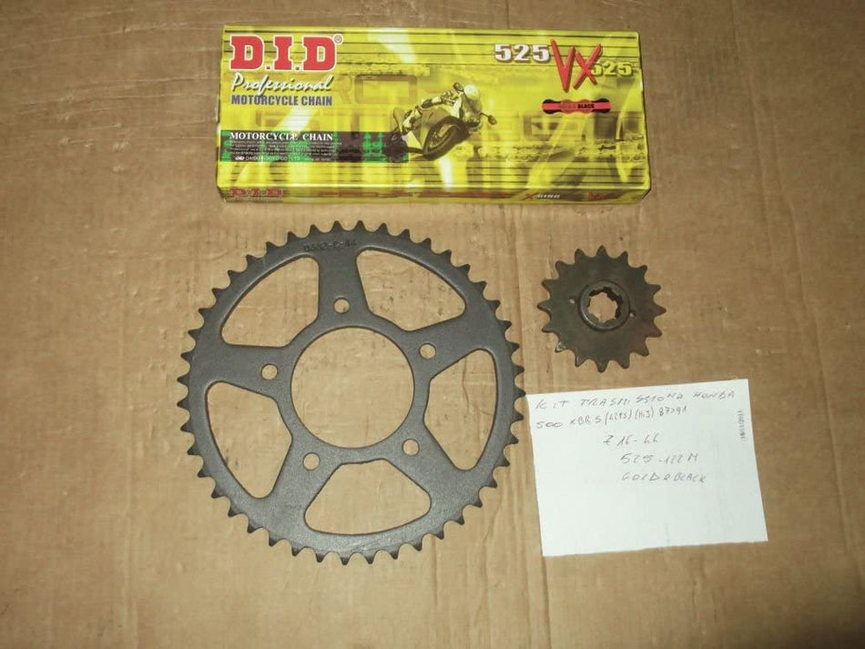KIT TRASMISSIONE CATENA-CORONA-PIGNONE PER HONDA 500 XBR S 87>91
