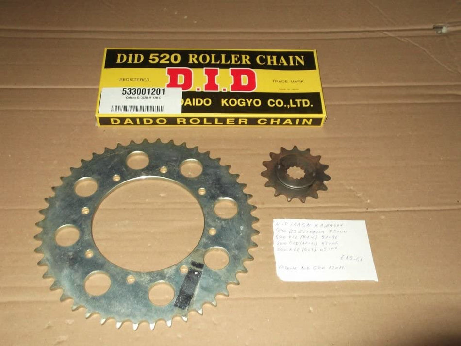 KIT TRASMISSIONE CATENA-CORONA-PIGNONE KAWASAKI 250 BJ STRELLA 95>00 Z 15-46