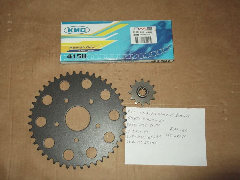 KIT TRASMISSIONE CATENA-CORONA-PIGNONE PER APRILIA 50 ETX TUAREG 87- AF-1 Z12-44