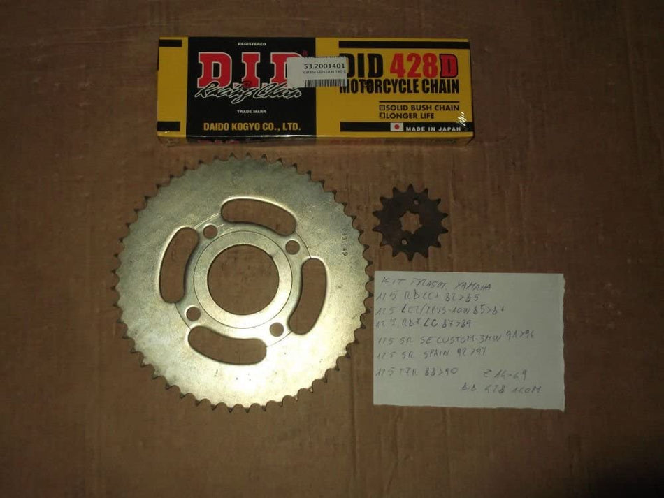 KIT TRASMISSIONE CATENA-CORONA-PIGNONE PERYAMAHA TZR 125 88>90 Z 14-49