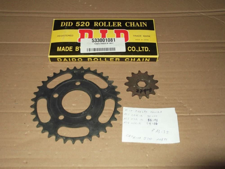 KIT TRASMISSIONE CATENA-CORONA-PIGNONE PER 125 CRM-R 90>00 Z 13-35