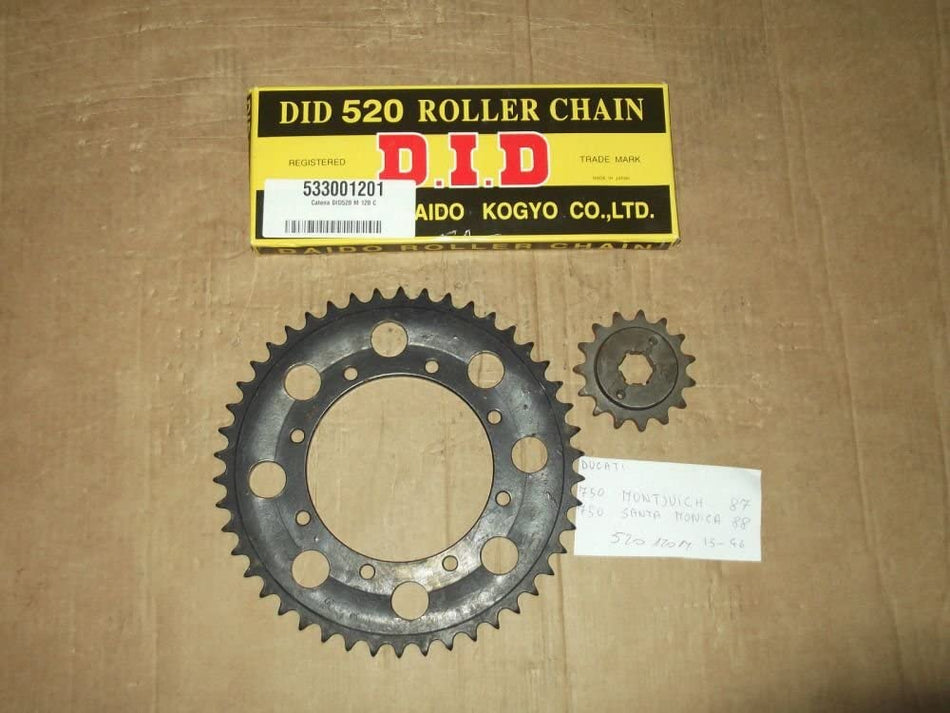 KIT TRASMISSIONE CATENA-CORONA-PIGNONE PER DUCATI 750 MONTUICH 87 Z 15-46