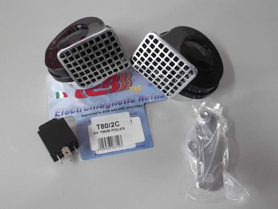 COPPIA TROMBE BITONALI 12V PER CAGIVA  MOTO MORINI  MOTO GUZZI