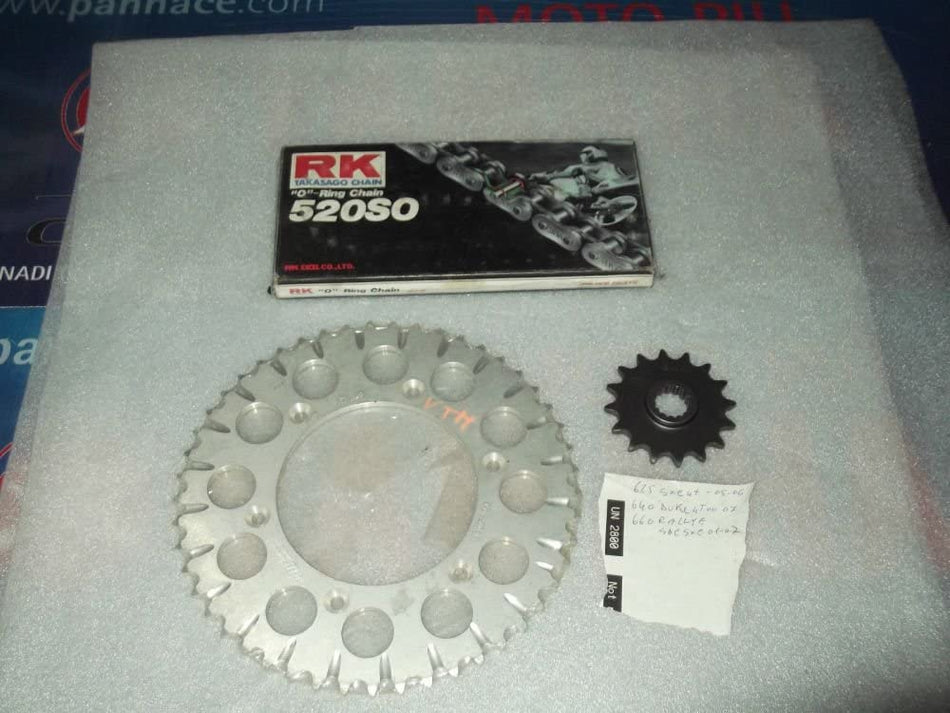 KIT TRASMISSIONE CATENA - CORONA - PIGNONE PER KTM SXC 625 4T ANNO 05'-06'