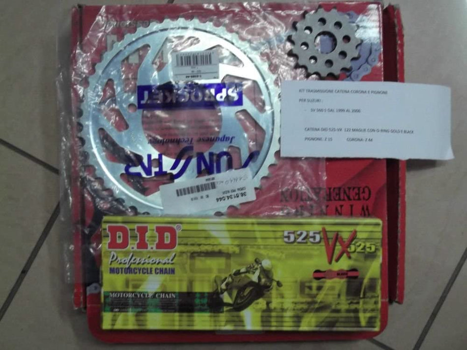 KIT TRASMISSIONE CATENA CORONA E PIGNONE PER SUZUKI SV 560 S