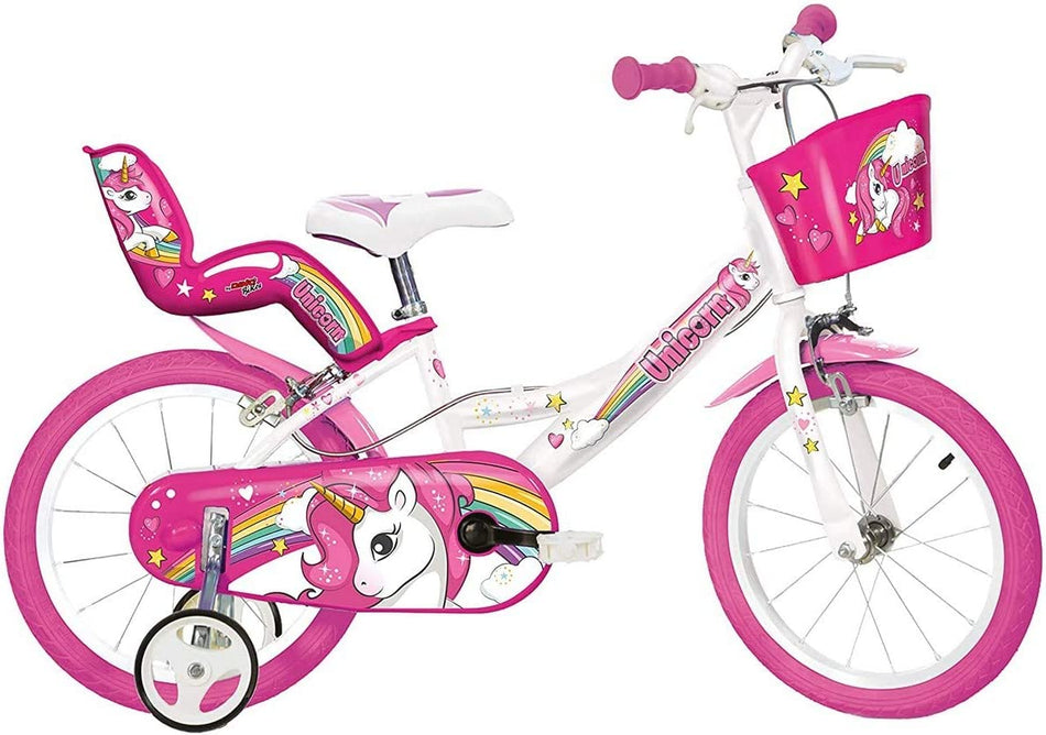 Dino Bikes Unicorno 14" Bicicletta, Bambina, Bianco e Rosa