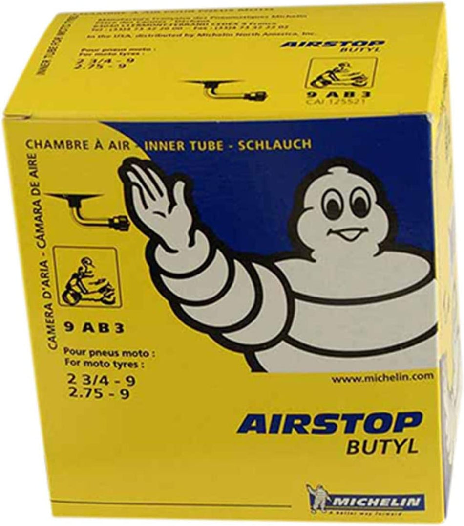 CAMERA D'ARIA MICHELIN AIRSTOP BUTYL 2.3/4-9 2.75-9 VALVOLA CURVA VESPA RUOTE 9