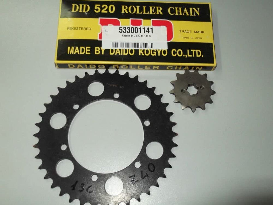 KIT TRASMISSIONE CATENA CORONA E PIGNONE PER CAGIVA ALETTA ORO125-FRECCIA C12-R